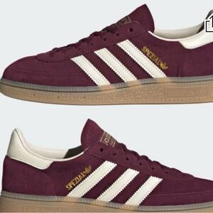 Adidas Maroon Sneakers with White and Gold Accents